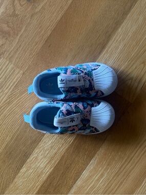 adidas Kids Slip-On Sneakers in Pink & Blue Floral
